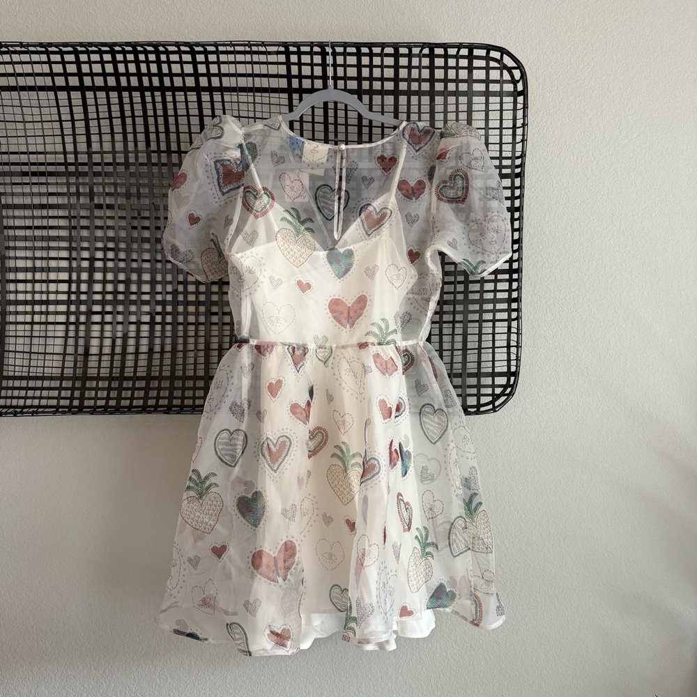 Farm Rio semi sheer puff sleeve mini dress - Picture 9 of 9